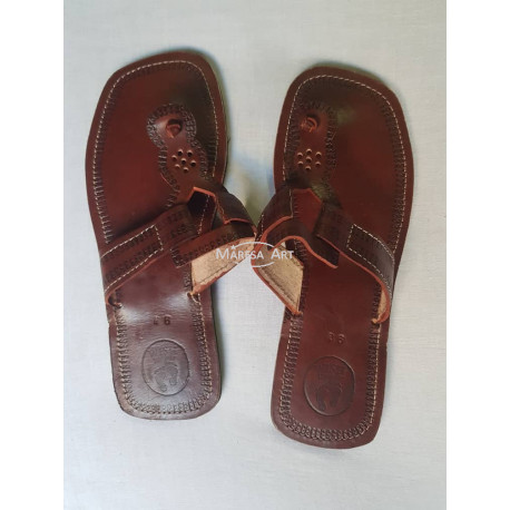 Brown leather slipper
