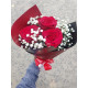 Small red bouquet with foliage 50 cm (03 stems)