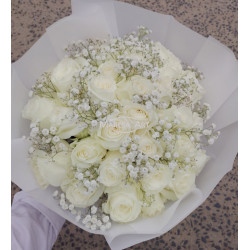 Bouquet de 30 roses blanches