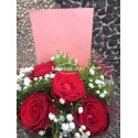 Bright red composition 50 cm (05 stems) + message card