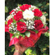 Bouquet bulles 10 roses avec feuillage et support humide