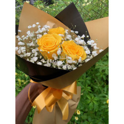 Warm bright yellow roses 50 cm (03 stems)