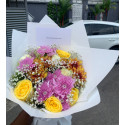 Bouquet multicolore 50 cm (07 tiges avec feuillage)