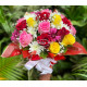 Bouquet multicolore 16 roses avec support humide