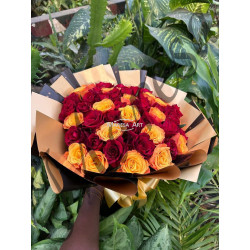 Bouquet multicolore sans feuillage 50 cm (30 tiges)